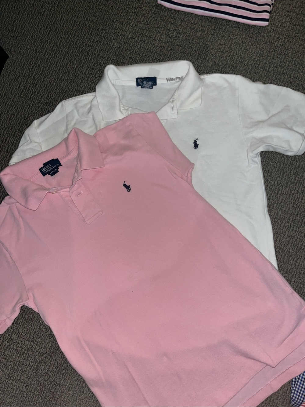 Lot of 2- Ralph Lauren Pink & White Polo Tops - Boys M 12/14